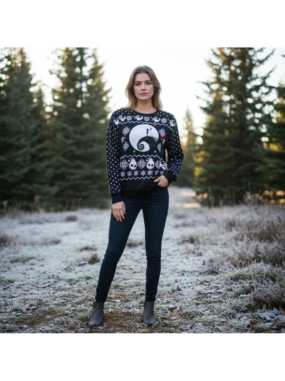 Disney A Nightmare Before Christmas Black Soot Light Up Sweatshirt Size XXL (19)